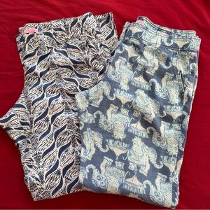 Lilly Pulitzer lot of 2 pairs linen pull on palazzo pants size Large